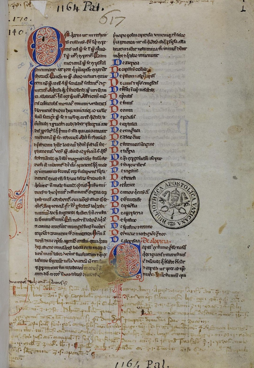 Bibliotheca Palatina — Pal. lat. 1164 Bibliotheca Palatina — Pal. lat. 1164