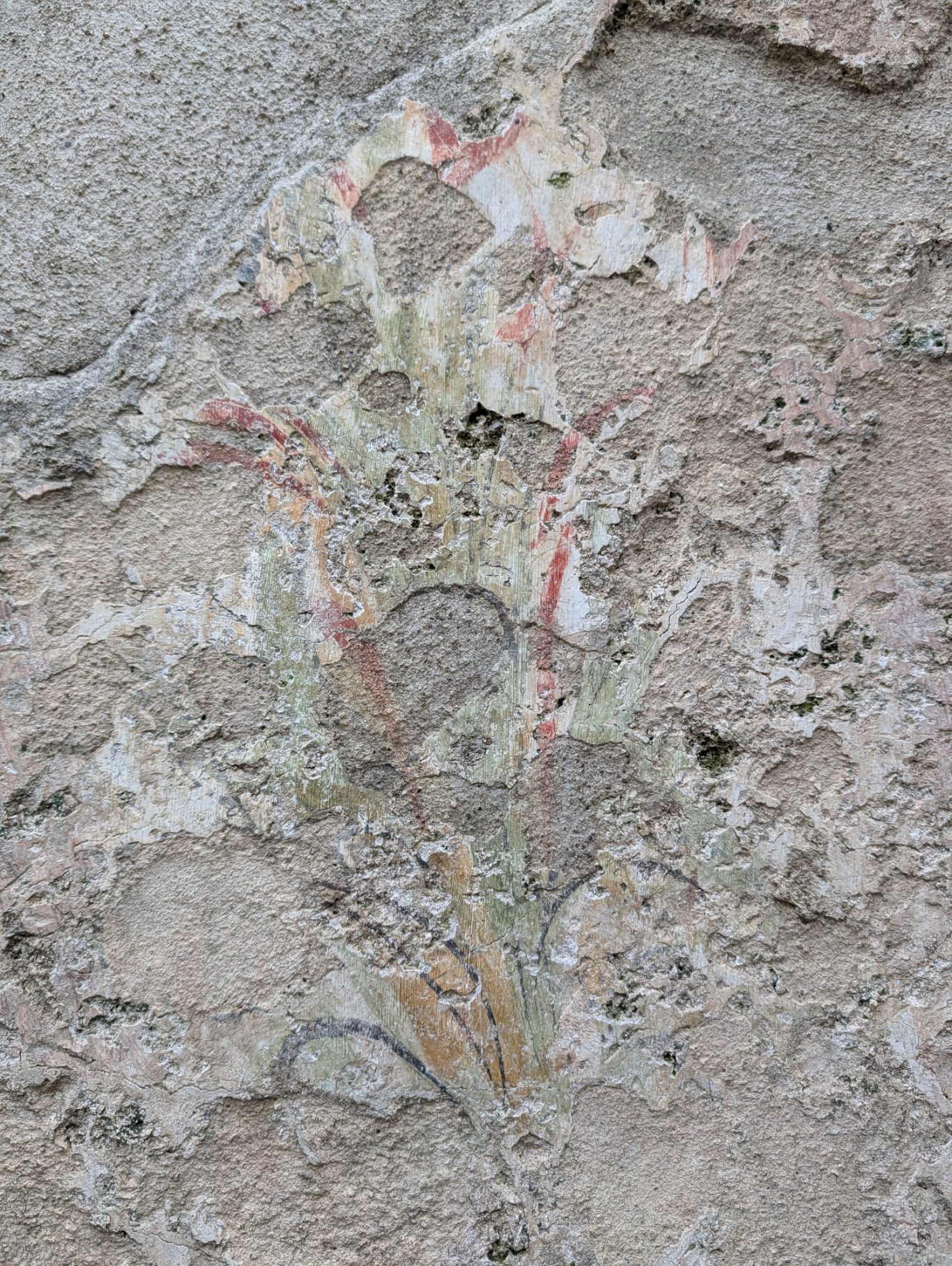 Reste einer floralen Wandmalerei im Castello di Arechi Reste einer floralen Wandmalerei im Castello di Arechi